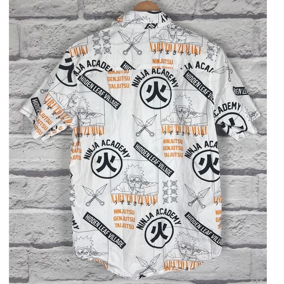 2007 NARUTO Men's S White Shippuden Collection Anime Manga Ninja Button Shirt - Picture 3 of 7